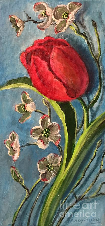 Tulip and Dogwoods Painting by Rand Burns