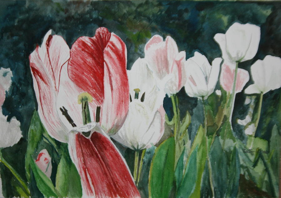 Tulip bed Painting by Betty-Anne McDonald
