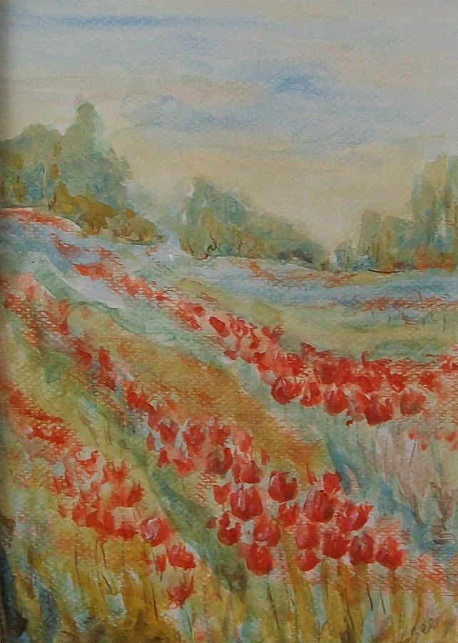 Tulip Field Painting by Jane See