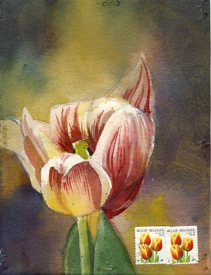 Tulip Painting With Stamp Painting by Alfred Ng