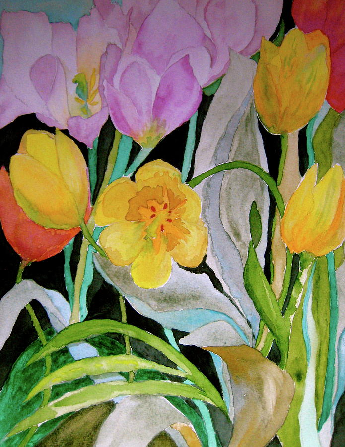 Tulip Party Painting by Beverley Harper Tinsley