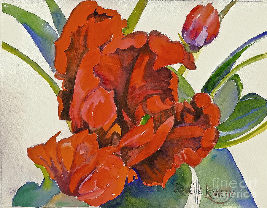 Tulip Red Hot Ruffled Painting
