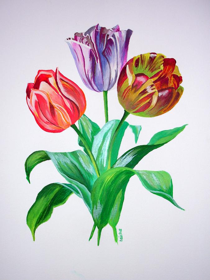 Tulip Trio Painting by Taiche Acrylic Art