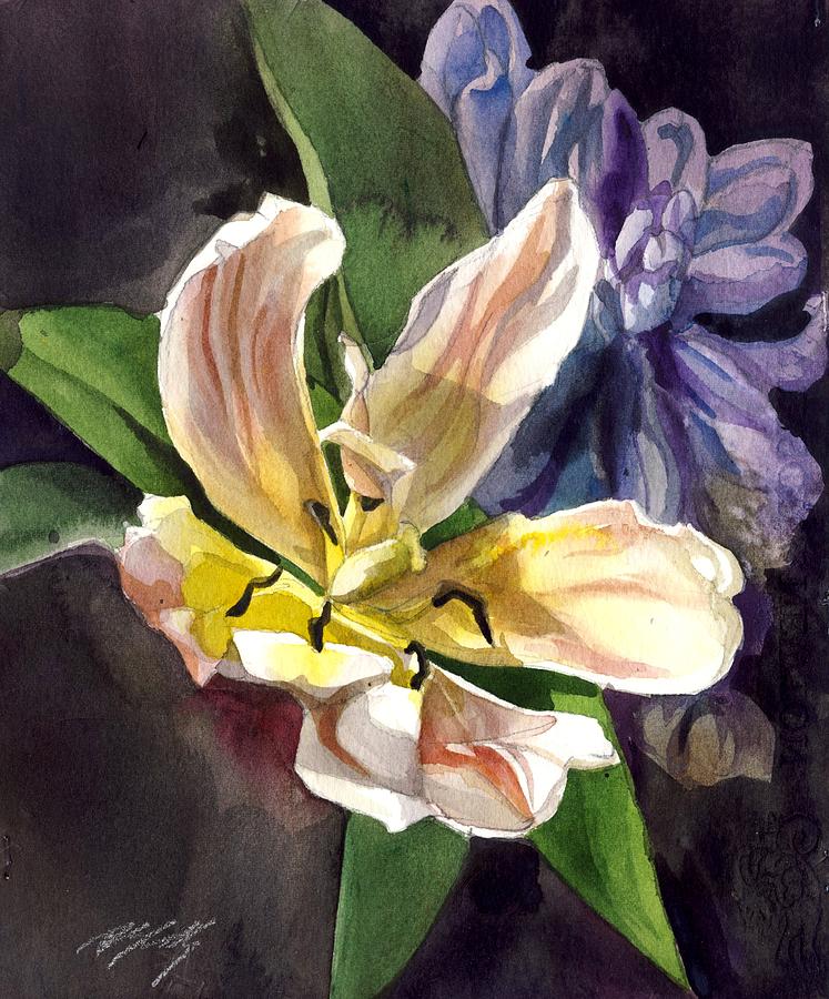 Tulip With Hyacinthus Painting by Alfred Ng