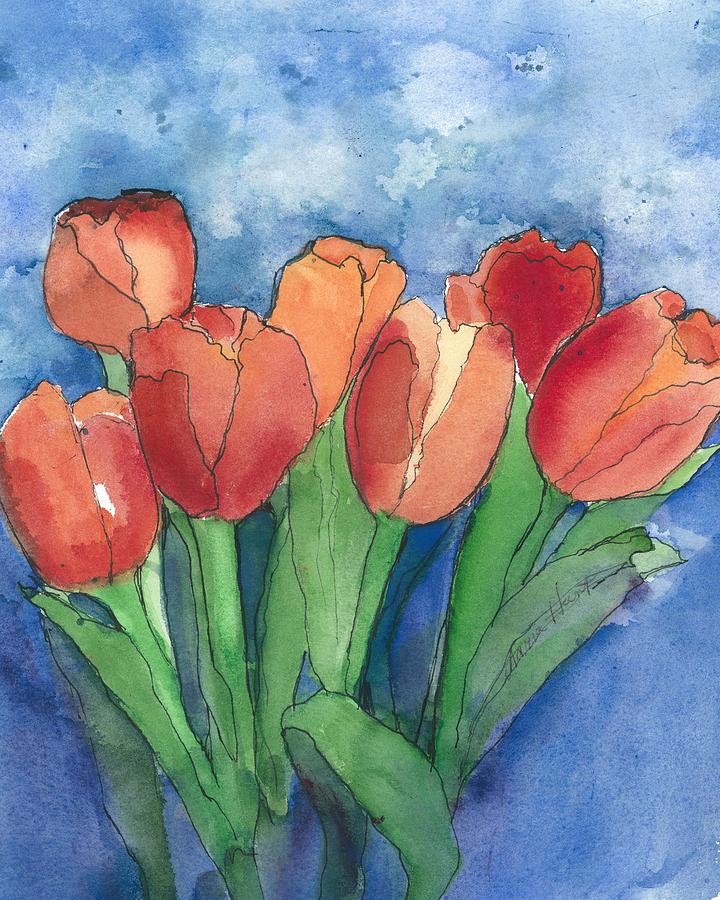Tulips After the Rain Painting by Maria Hunt