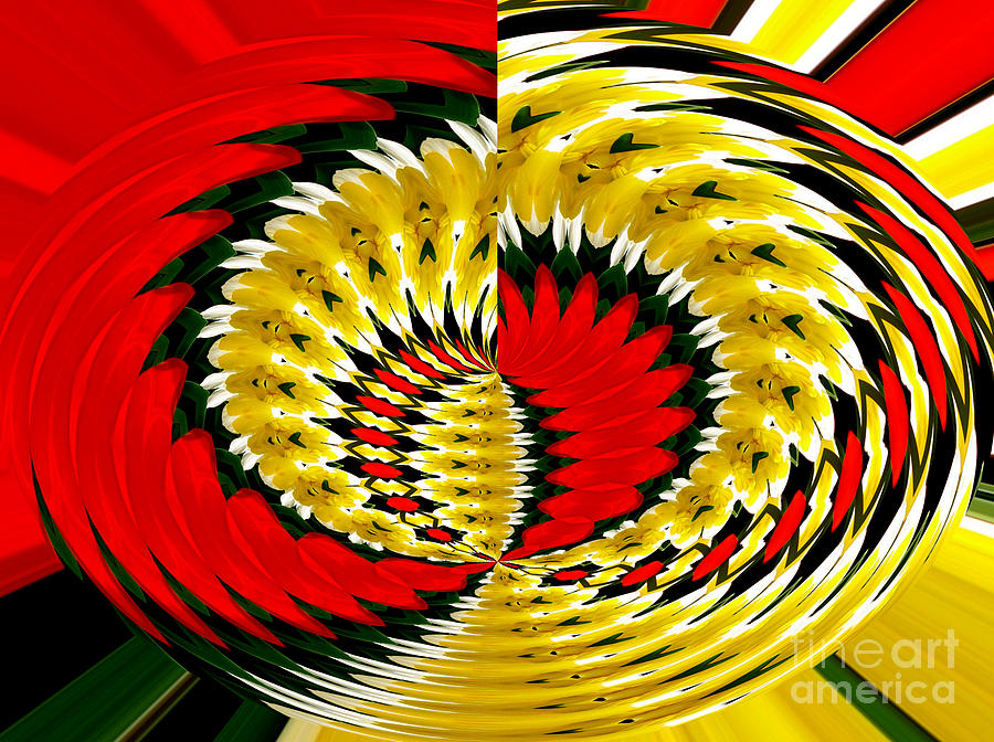 Tulips and daffodils Polar Coordinates Effect Photograph by Rose Santuci-Sofranko
