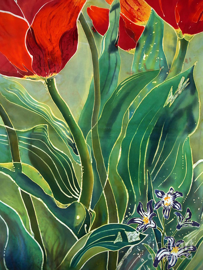 Tulips and Pushkinia Detail Painting by Anna Lisa Yoder