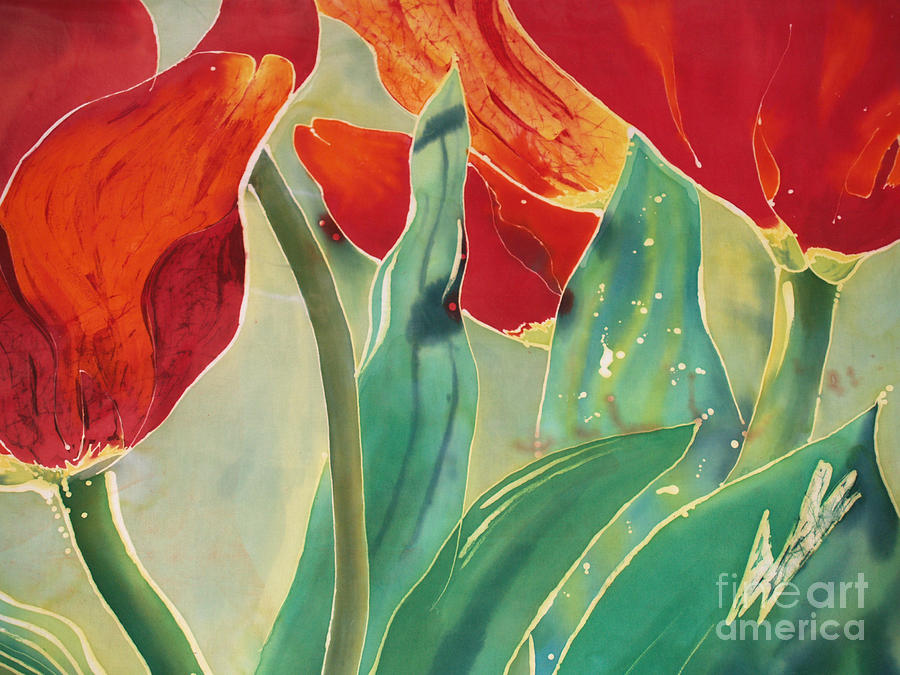 Tulips and Pushkinia Upper Detail Painting by Anna Lisa Yoder