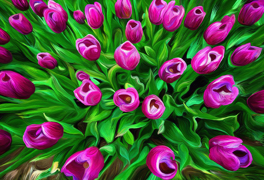 Tulips Painting by Prince Andre Faubert
