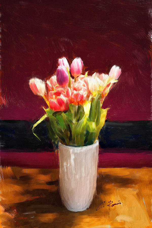 Tulips Painting by Charlie Roman