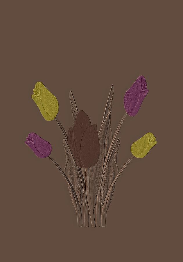 Tulips Design Drawing Embossed  Digital Art by David Dehner