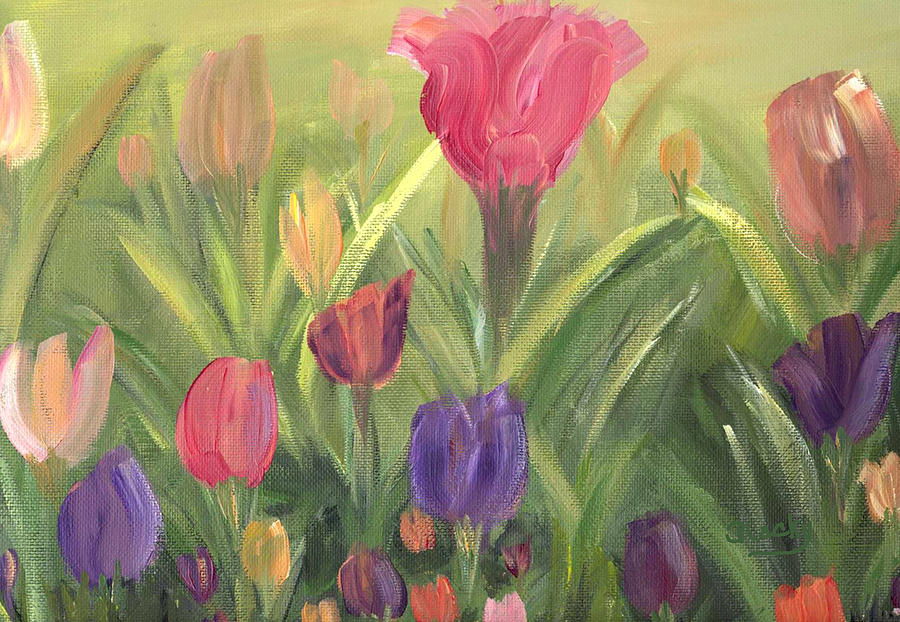 Tulips Painting by Donna Blackhall
