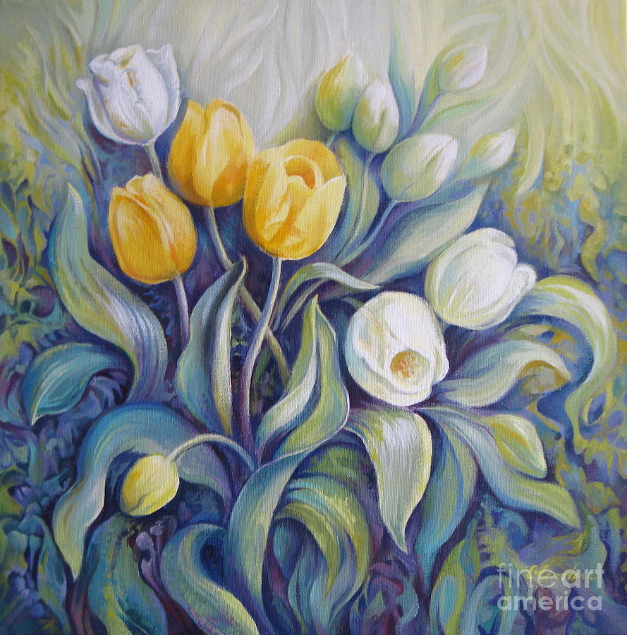 Tulips Painting by Elena Oleniuc