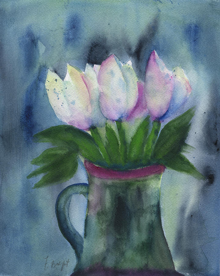 Tulips In A Beer Mug Painting by Frank Bright