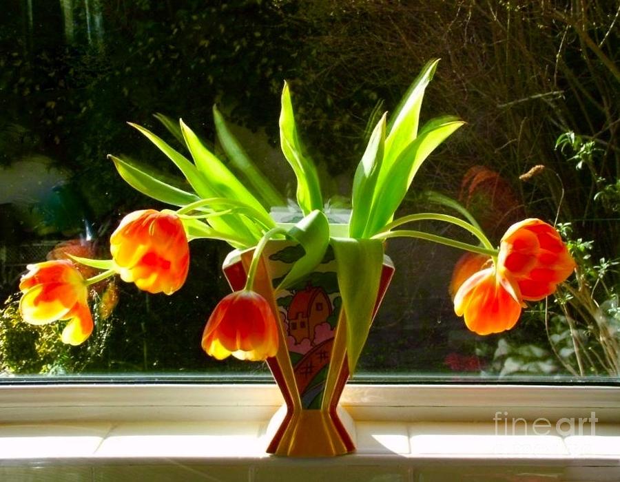 Tulips in a Clarice Cliff Vase Photograph by Joan-Violet Stretch