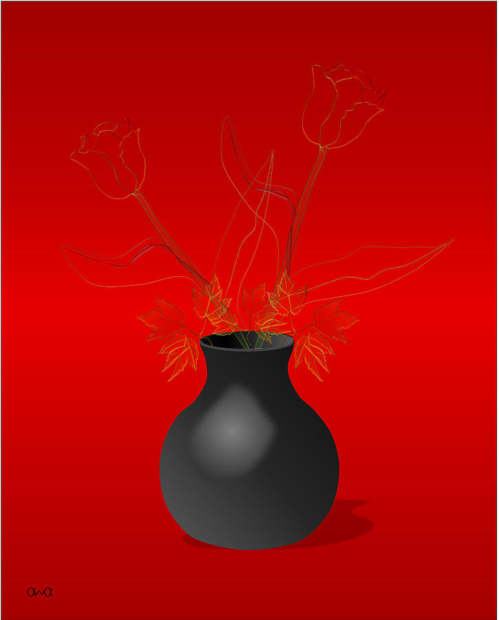 Tulip Digital Art - Tulips In A Vase by Anna Elia