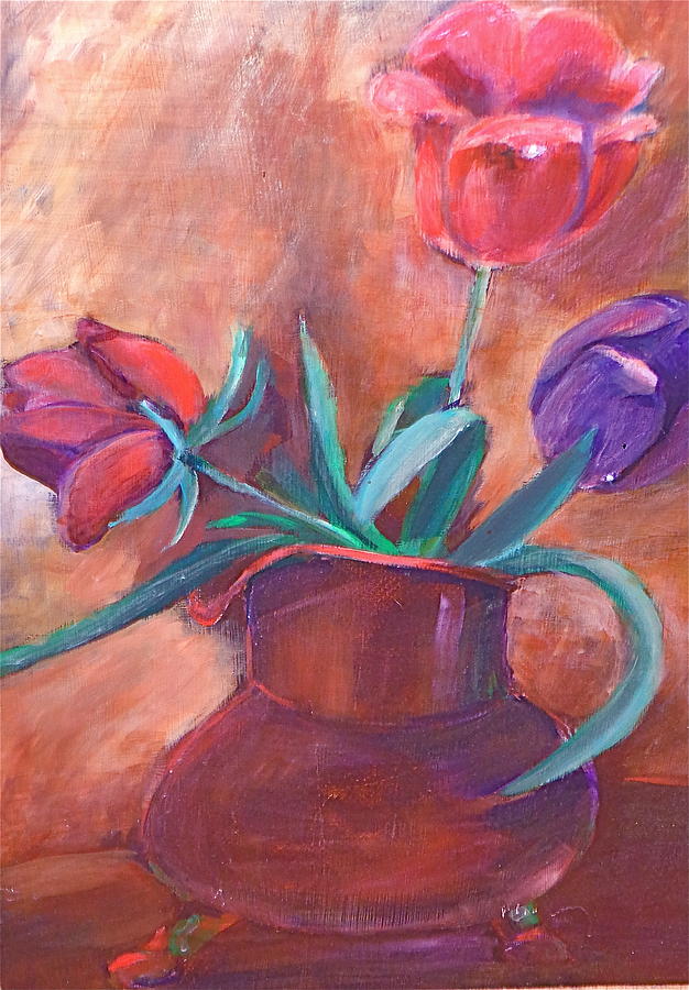 Tulips in Pitcher Painting by Bettye  Harwell
