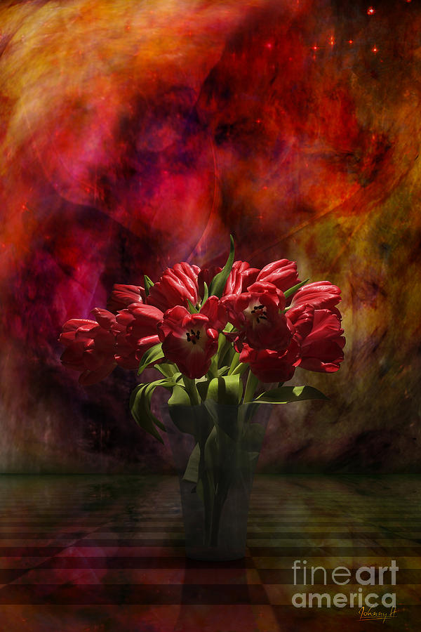 Tulips in red Digital Art by Johnny Hildingsson