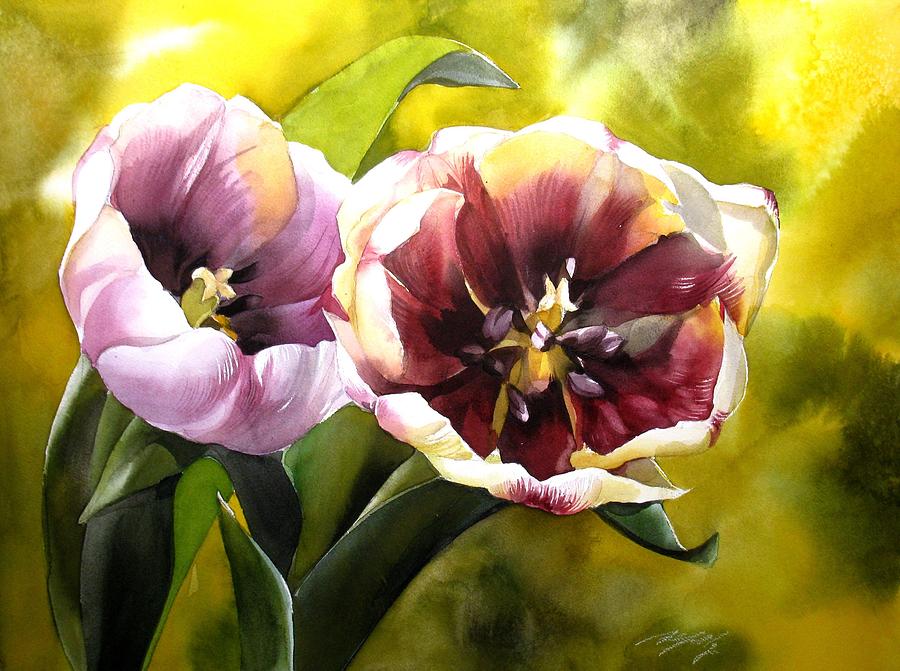 Tulips In The Sun Painting by Alfred Ng