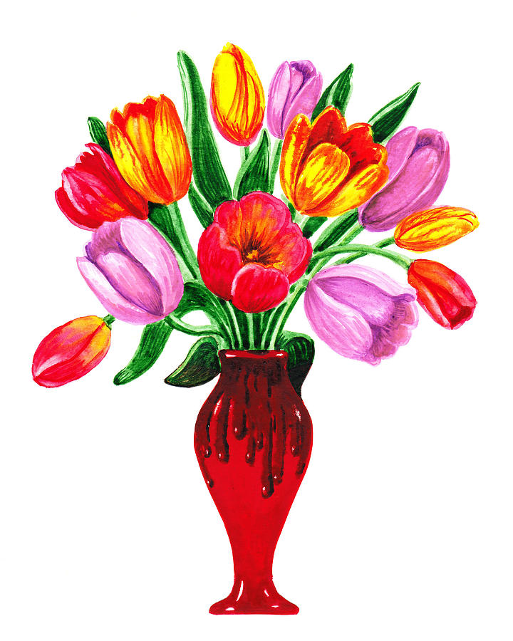 Tulips In The Vase Painting by Irina Sztukowski
