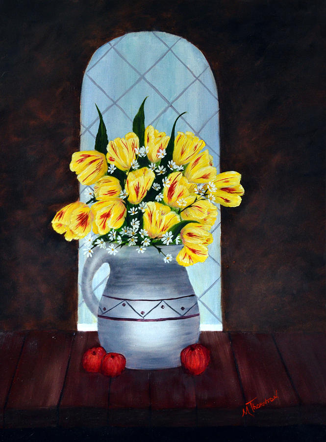Tulips Painting - Tulips In The Window by Marsha Thornton Tulips Painting - Tulips In The Window by Marsha Thornton