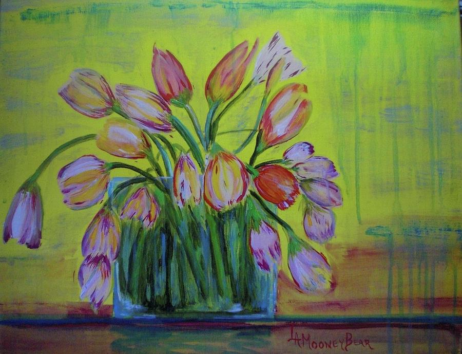 Tulip Painting - Tulips in Vase by Lauren Mooney Bear