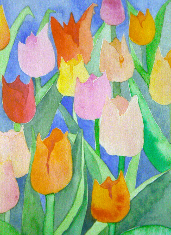 Tulips multicolor Painting by Ingela Christina Rahm
