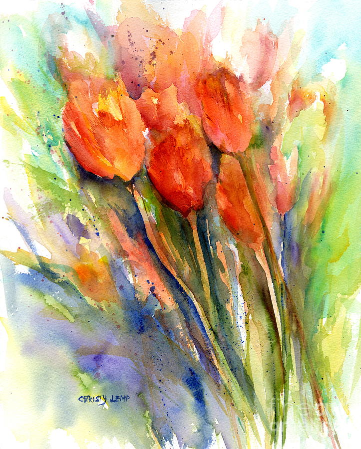 Tulips on the Way Painting by Christy Lemp