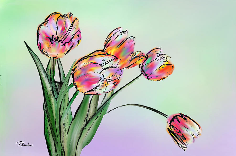 Abstract Digital Art - Tulips by Patricia Kemke