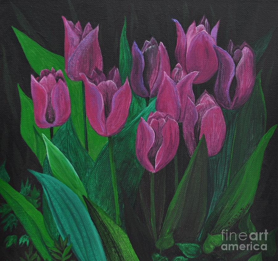 Tulip Painting - Tulips by Sally Tiska Rice