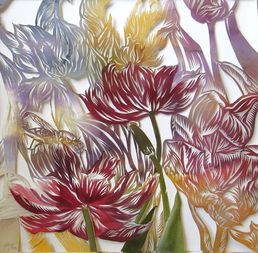 Tulips Watercolor Cut Out Painting by Alfred Ng