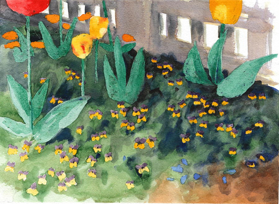 Tulips Watercolor Painting Drawing by Mike Theuer