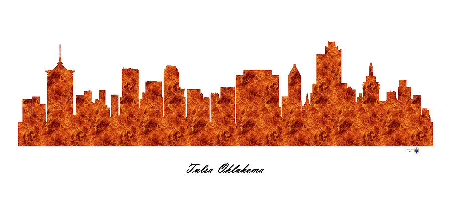 Tulsa Oklahoma Raging Fire Skyline Digital Art by Gregory Murray