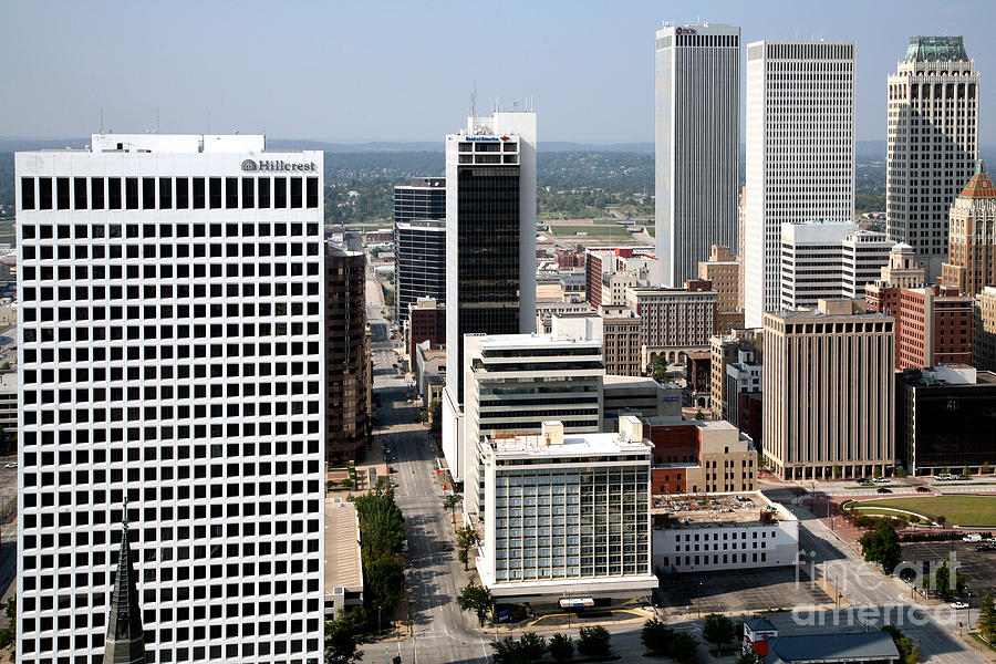 Tulsa Oklahoma Skyline Aerial Photograph by Bill Cobb