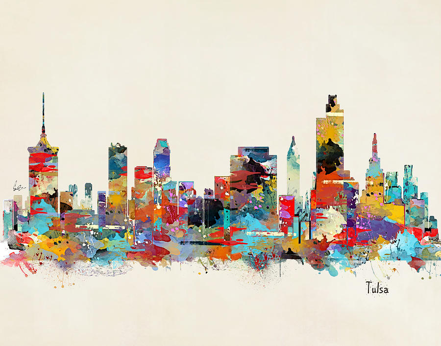 Skyline Painting - Tulsa Oklahoma Skyline by Bri Buckley