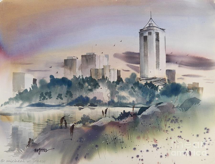 Tulsa Skyline Painting by Micheal Jones