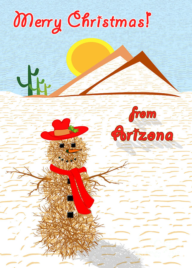 Mountain Painting - Arizona Tumbleweed Snowman by Two Hivelys