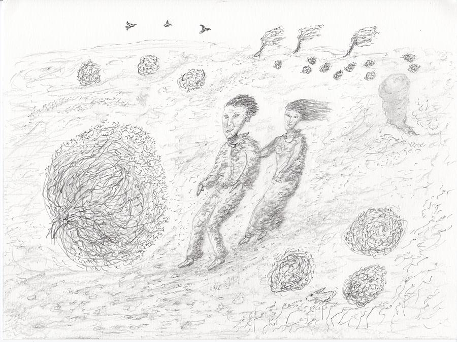 Tumbleweed storm Drawing by Jim Taylor