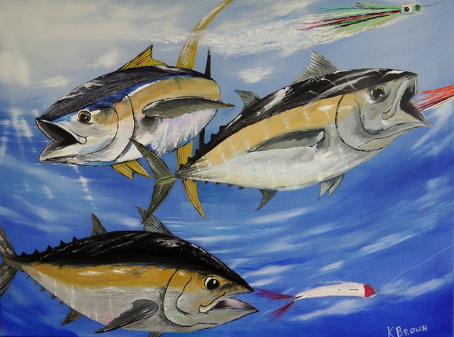 Tuna Attack Painting by Kevin  Brown