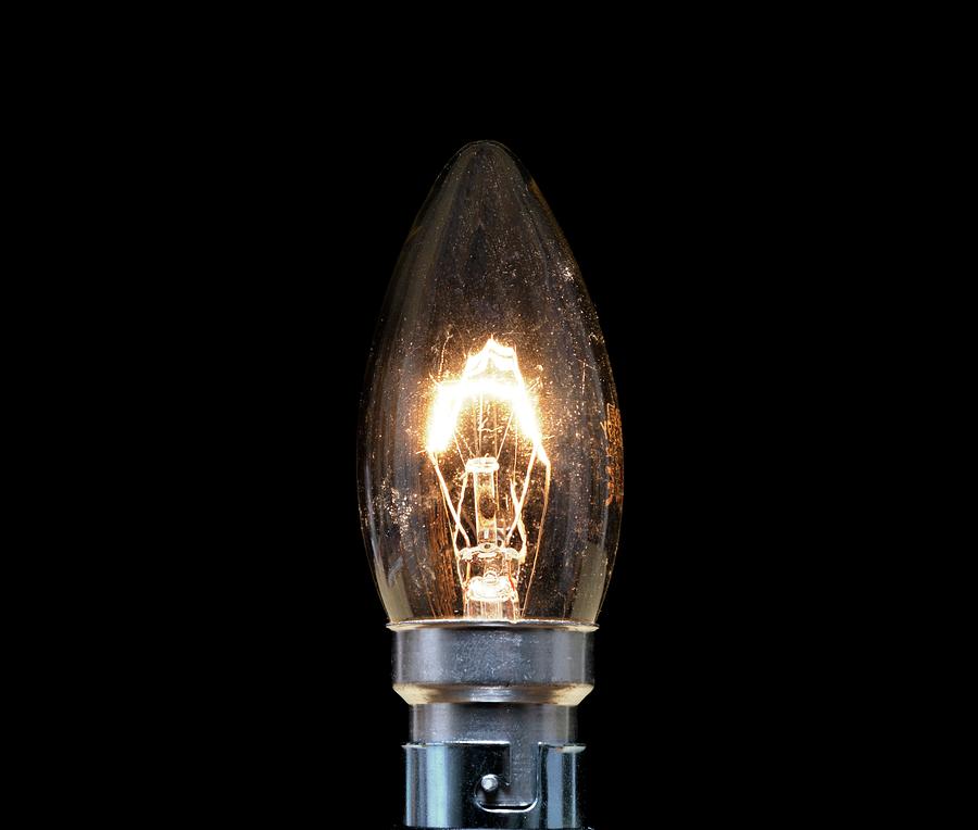 Tungsten Filament Candle Light Bulb Photograph by Victor De Schwanberg/science Photo Library