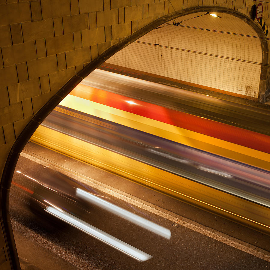 Tunnel Light Trails Photograph by Artur Bogacki