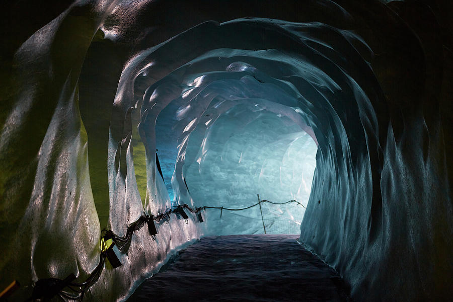 Tunnel Through Ice Glacier Photograph by Michael Blann