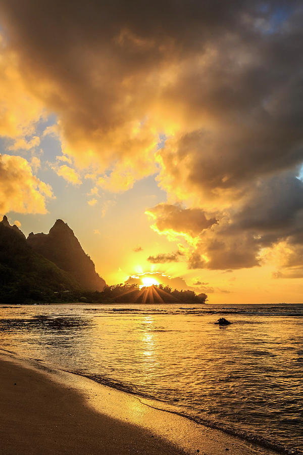 Tunnels Beach Sunset Photograph by Kyle Ledeboer - Fine Art America