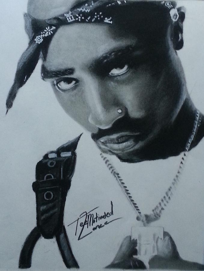 Tupac charcoal sketch Drawing by Lance Freeman - Fine Art America
