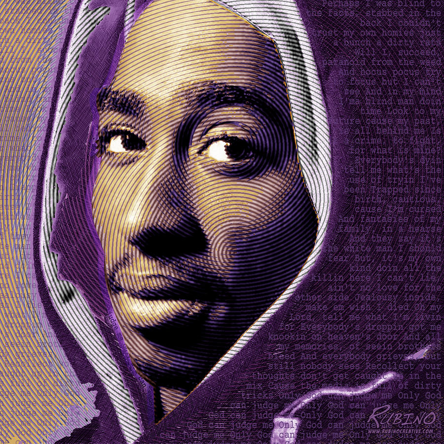 Tupac Shakur Painting - Tupac Shakur and Lyrics by Tony Rubino