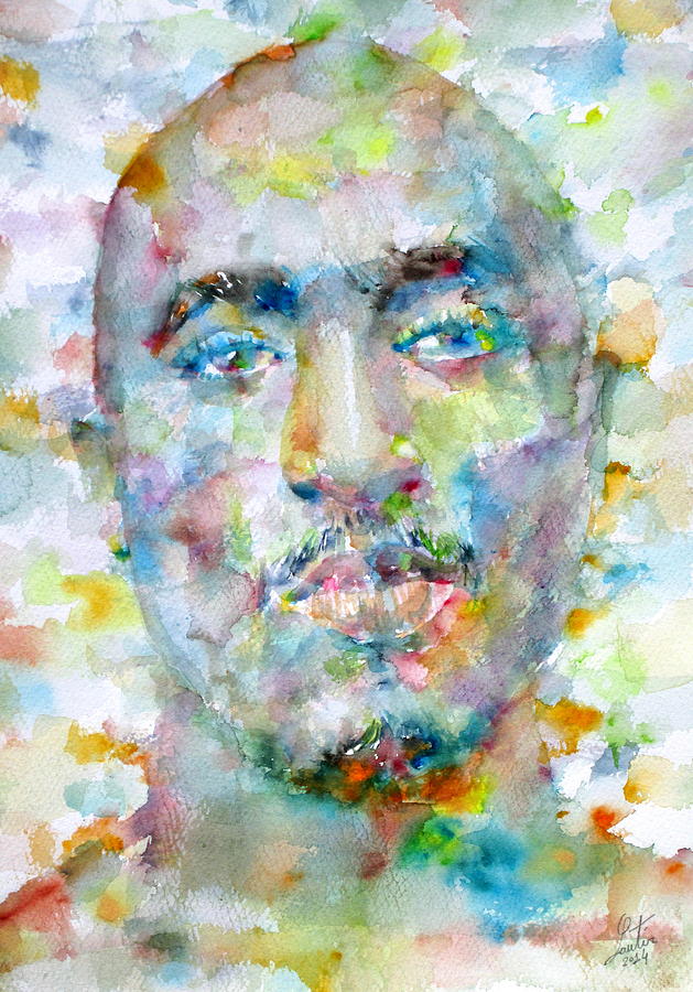 TUPAC SHAKUR - watercolor portrait Painting by Fabrizio Cassetta