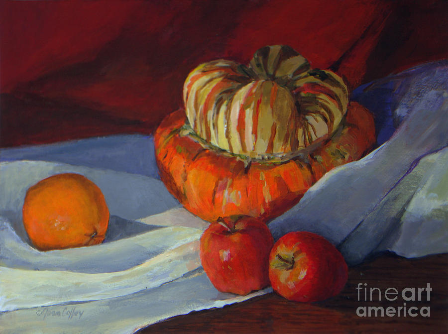 Turban Squash and Friends Painting by Joan Coffey