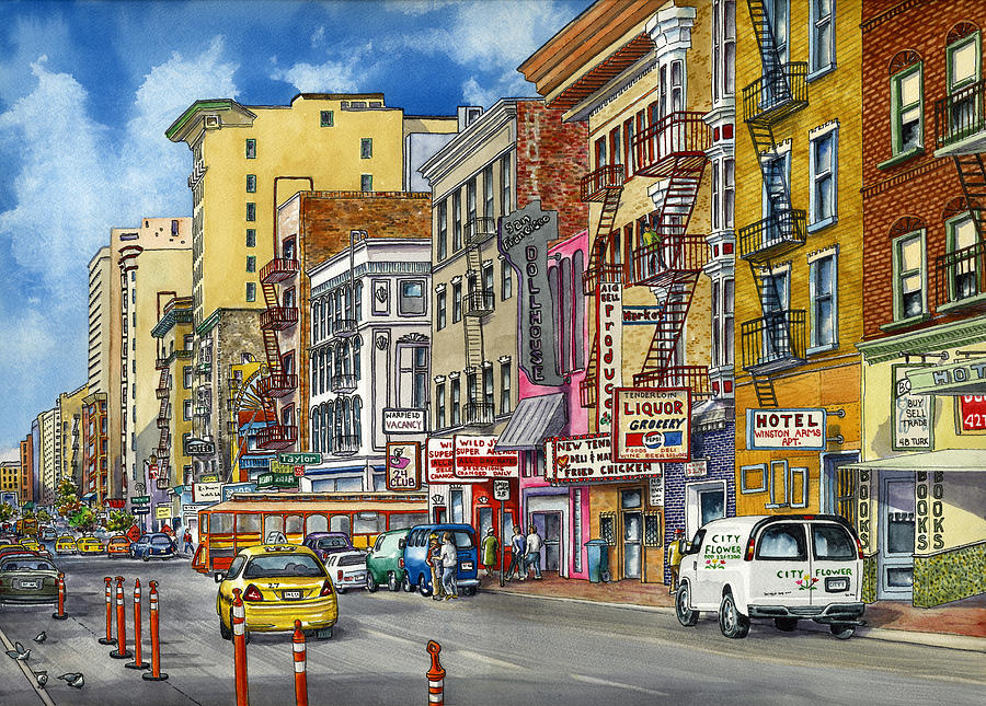 San Francisco Painting - Turk Street San Francisco by Karen Wright