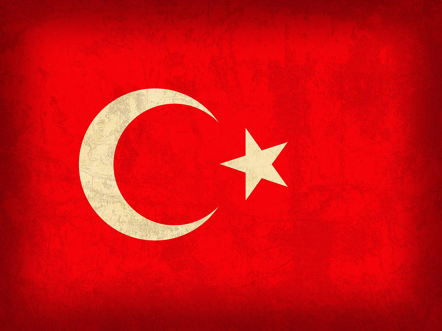 Turkey Mixed Media - Turkey Flag Vintage Distressed Finish by Design Turnpike