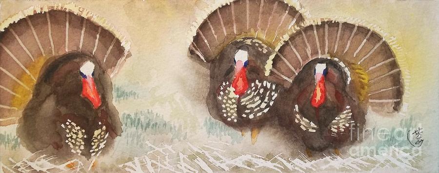 Turkeys Painting by Yoshiko Mishina